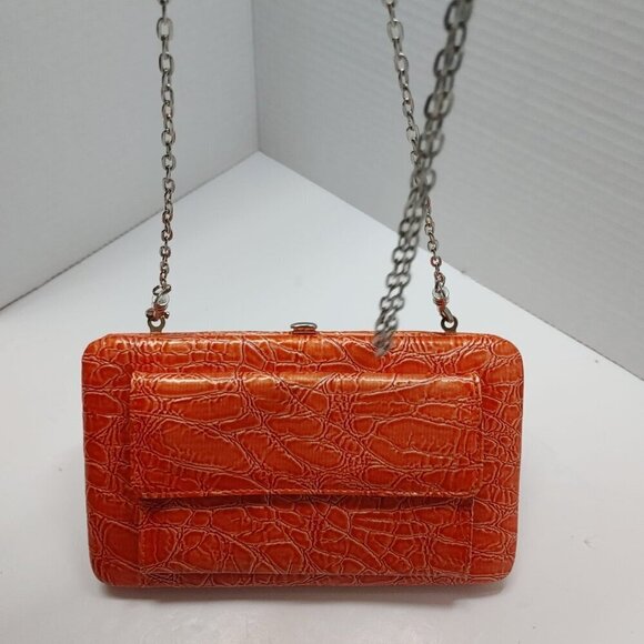 Cosmopolitan crossbody Purse/Wallet orange removable chain 7.5" x  4.5" - Picture 7 of 11